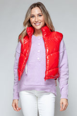 Trendy Snobbish Shiny Quilted Turtleneck Vest for Women