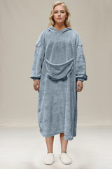 Double Take Full Size Hooded Midi Lounge Dress with Pockets - Comfortable and Stylish