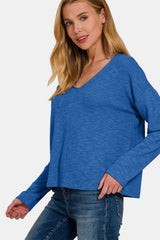 Zenana Women's Dropped Shoulder Long Sleeve T-Shirt - Casual Relaxed Fit