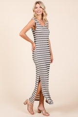 Mittoshop Striped Scoop Neck Sleeveless Maxi Dress with Side Slit