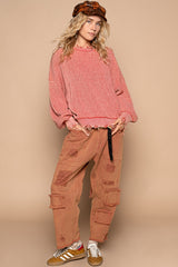 POL Distressed Washed Drop Shoulder Sweater - Edgy & Cozy Fashion Essential
