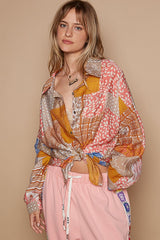 POL Stylish Button-Down Long Sleeve Printed Shirt for Men & Women