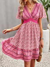 Elegant Floral Mini Dress with Smocked Waist - Women's Summer Fashion