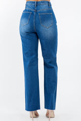 American Bazi Women's High Waist Distressed Wide Leg Jeans - Vintage-Inspired, Chic Denim Fashion