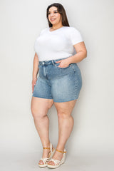 Judy Blue High Waist Rhinestone Decor Denim Shorts - Full Size & Trendy