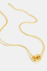 Elegant Linked Ring Pendant Necklace - Trendy Brass Chain