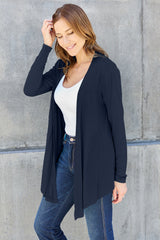 Trendy Full Size Open Front Long Sleeve Cardigan - Basic Bae Collection