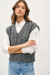 Trendy Cable Knit V-Neck Sweater Vest for Fall/Winter Layering