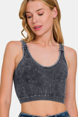 Zenana Washed Ribbed Cropped V-Neck Tank Top - Trendy & Versatile
