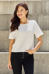 And The Why Chic Criss Cross Pearl Embellished Open Back T-Shirt - Pearly White