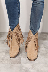 Legend Women's Fringe Cowboy Western Ankle Boots - Chic Pointed Toe with High Wedge Heel