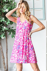 Heimish Floral V-Neck Tank Dress with Convenient Pockets - Summer Wardrobe Essential