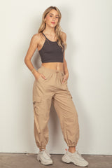 Y2K-Inspired Elastic Waist Cargo Pants with Utility Pockets | NK Wears