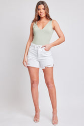 YMI Jeanswear Women's Distressed Frayed Hem Denim Shorts - Edgy Summer Style