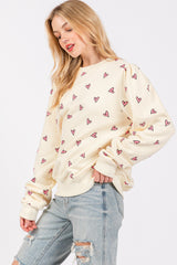 Cozy Heart Print Oversized Crewneck Sweatshirt - SAGE + FIG
