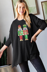 Heimish Festive Sequin Nutcracker Ribbed Long Sleeve Top