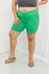 Blumin Apparel Full Size Ribbed Drawstring Shorts in Green - Comfortable, Casual, and Trendy