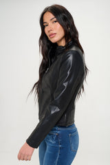 Women's Vegan Leather Moto Jacket - Zip Up, Cruelty-Free Fashion by Coalition LA