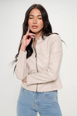 Coalition LA Women's Vegan Leather Moto Jacket - Stylish Zip Up for Spring