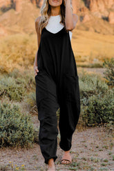Stylish Full Size V-Neck Sleeveless Jumpsuit with Pockets - Comfortable Fit