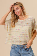 BiBi Women's Striped Popcorn Knit Top - Cozy & Stylish Casual Sweater