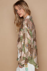 POL Premium Button-Down Long Sleeve Printed Shirt for Men