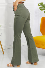 Zenana Clementine High-Rise Bootcut Jeans in Olive - Full Size Comfort & Style