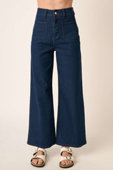 Mittoshop High Waist Wide Leg Jeans - Soft Denim Knit for Comfort & Style