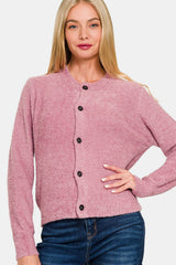 Zenana Women's Cozy Button Down Cardigan - Versatile Long Sleeve Knit Sweater for Effortless Style