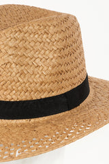 Luxurious Basket Weave Straw Sun Hat with Adjustable Fit