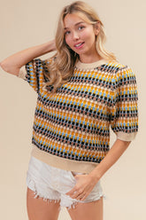 BiBi Women's Multi-Color Half Sleeve Sweater - Vibrant Knitwear for All Seasons