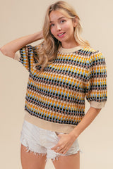 BiBi Women's Multi-Color Half Sleeve Sweater - Vibrant Knitwear for All Seasons