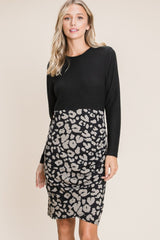 BOMBOM Leopard Color Block Knit Dress - Trendy Fall Fashion