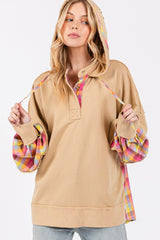 SAGE + FIG Mineral Wash Plaid Hoodie - Full Size Oversized Comfort