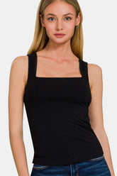 Zenana Square Neck Cropped Tank Top - Trendy & Versatile Wardrobe Essential
