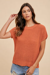 Annie Wear Women's Round Neck Short Sleeve Sweater - Versatile Layering Essential