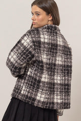 HYFVE Women's Chic Plaid Boucle Jacket with Collared Neck and Pockets