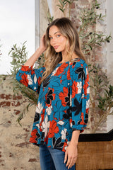 Sew In Love Stylish Full Size Printed Boat Neck Blouse for Women