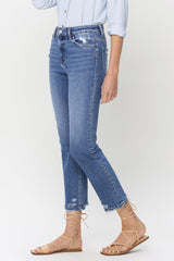 Lovervet Women's High Rise Raw Hem Straight Jeans - Trendy and Versatile Denim