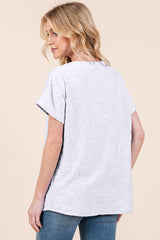 BOMBOM Women's Floral Textured Short Sleeve T-Shirt - Soft & Stylish Knit Top