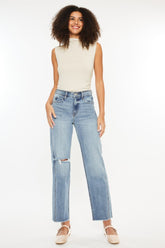 Kancan Ultra High Rise Distressed Straight Jeans - Vintage 90s Style