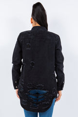 American Bazi Distressed Long Sleeve Denim Jacket - Trendy Button-Up Design