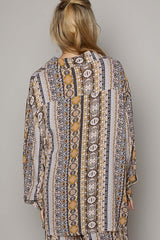 POL Long Sleeve Button Down Printed Shirt - Stylish Rayon Top for Versatile Outfits