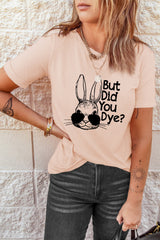 Trendy Rabbit Graphic Round Neck T-Shirt for Casual Comfort