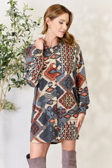 Heimish Multi-Color Printed Button-Up Hooded Jacket with Puff Sleeves