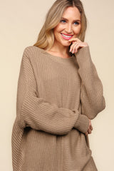 Haptics Asymmetric Side Slit Sweater with Textured Knit