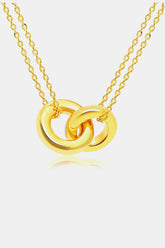 Elegant Linked Ring Pendant Necklace - Trendy Brass Chain