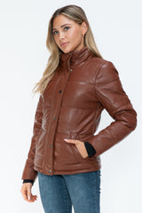 YMI Women's Stylish Pocketed Puffer Jacket with Turtleneck & Zip-Up Closure