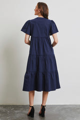 Elegant HEYSON Cotton Poplin Ruffled Tiered Midi Dress for Any Occasion