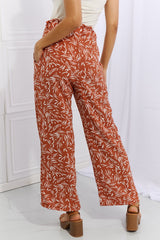 Heimish Geometric Printed Paperbag Waist Pants - Red Orange